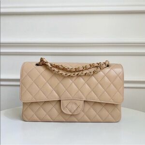 Elegant Beige Quilted Women's Bag